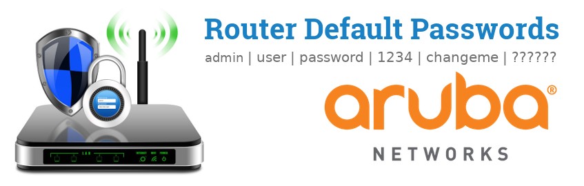 Image of a Aruba Networks router with 'Router Default Passwords' text and the Aruba Networks logo